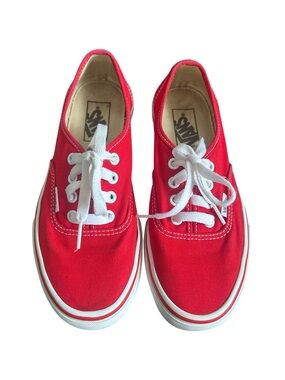 Vans  Authentic Canvas Lace-Up Sneakers - Red & White Size Men 5.5 Women 7